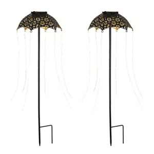 Gartendeko Solarleuchte Außenlampe kupfer schwarz LED Regenschirm Terrasse 2x - Bild 1 von 11