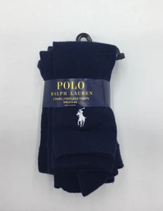 Ralph Lauren 2 Pair Cotton Footless Girls Tights, Navy, Size 4-6.5 - Picture 1 of 3