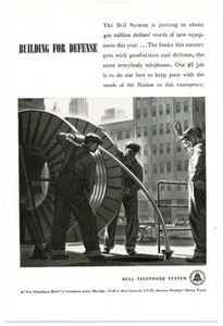 1941 Bell Telephone linemen installing new cable Vintage print ad - Picture 1 of 1