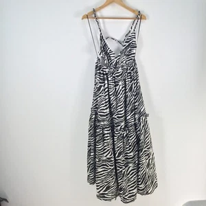 Miss selfridge womens maxi dress size 16 fit flare black white zebra print095879 - Picture 1 of 11