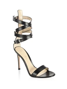 Gianvito Rossi Damen Gr. 40 US 10 ALERIS 105 LEDER SANDALEN SCHWARZ Riemchen - Bild 1 von 12