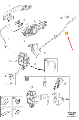 Câble intérieur de porte arrière neuf VOLVO XC60 MK2 31322393 d'origine - Photo 1/4