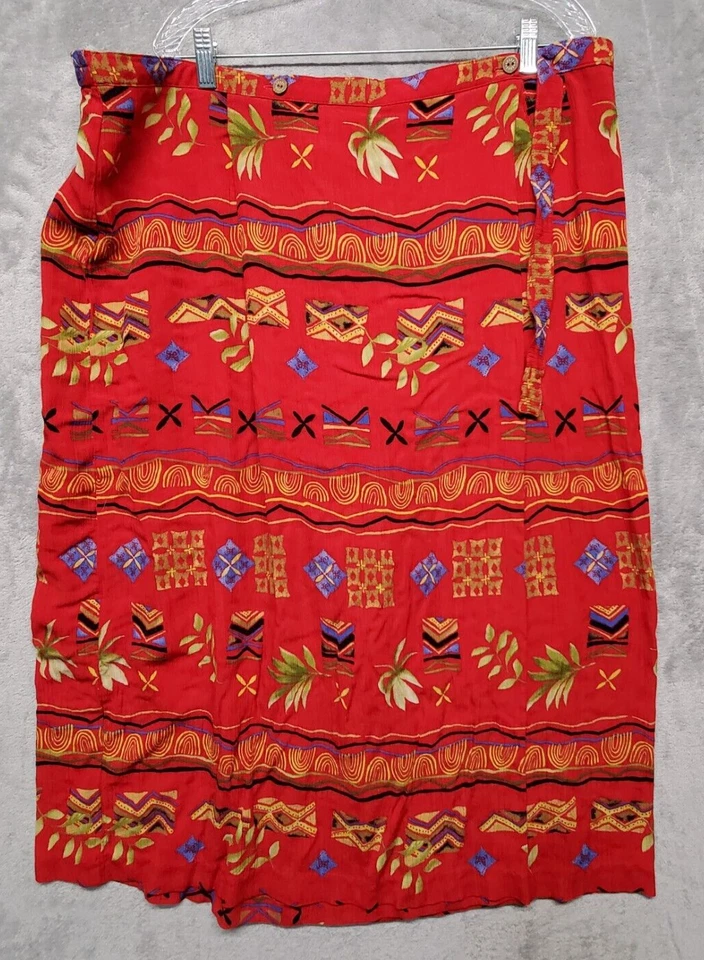 Pantalones Stonebridge Vintage Mujer 24W Rojo Floral Envoltura Geométrica Frontal Relajado Foto 1 de 4