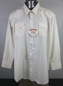 Mens Ely Cattleman Beige Solid Pearl Snap Shirt Size 20 x 36 Tall New Western - Bild 1 von 8