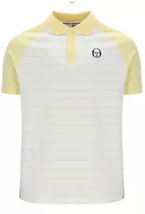 Sergio Tacchini Sandro Off White/Yellow Tennis Polo Shirt - Picture 1 of 2