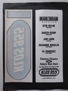Vintage Mark And Brian KLOS 95.5 Window Stickers - Picture 1 of 2