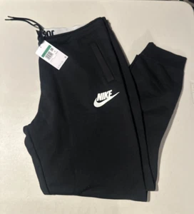NWT NIKE Women's Sweatpants Black Just do it band XL black standard fit mid rise - Picture 1 of 4