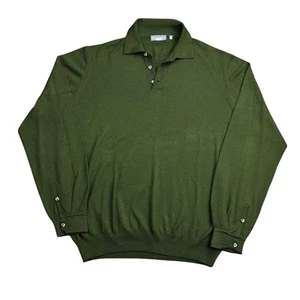 Hickey Freeman Sweater Men’s XL Green Wool Silk Cashmere Knit Collared Italy - Picture 1 of 9