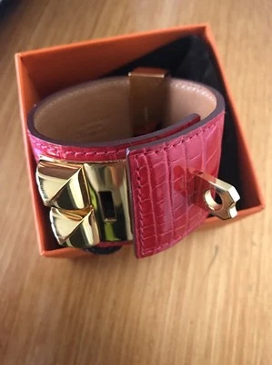 Hermes CDC 红色 D5 手镯鳄鱼 Collier De Chien 正品全新 S — 第 1/4 张图片