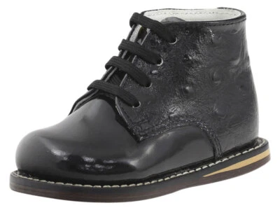 Оксфорды Josmo для младенцев/малышей мальчиков первые ходунки черный страус на шнуровке обувь - Изображение 1 из 4