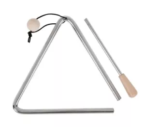 Lot of 10 6” Triangles & Strikers Metal Polished Steel Wood Handle Westco - Picture 1 of 3