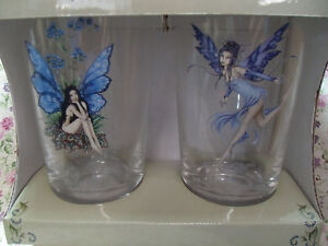 New Amy Brown Set Of 2 Blue Fairy Faery Pint Glasses