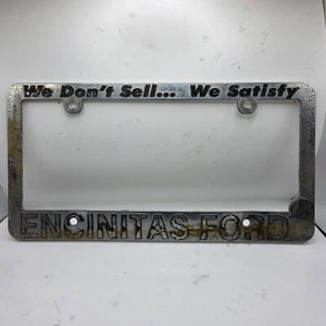 Encinitas Ford Silver Plastic License Plate Frame Front Or Rear Cars Trucks - Picture 1 of 2