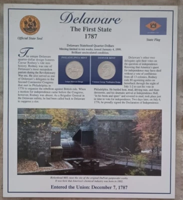 Delaware Statehood Quarter Sheet Postal Commemorative Society Single Page. - Image 1 of 4