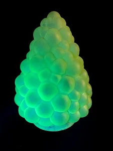 •RAR Vintage Uran/Vaseline mattiert grün Blase Glas Traube Lampe/Lampenschirm - Bild 1 von 9