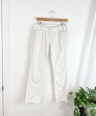 Calça feminina White House Black Market 0 veludo branco noir perna reta 0  - Imagem 1 de 4