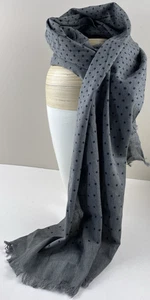 Banana Republic grau meliert marineblau gepunktet Baumwollschal 72" x 21" - Bild 1 von 4