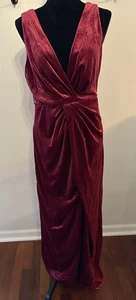 Lulus schönes Maxikleid Abend weinrot Samt Twist-Front ärmellos ~ Large - Bild 1 von 10