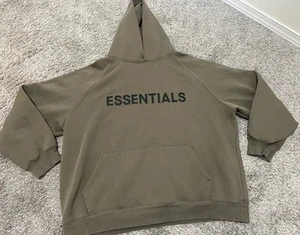 Essentials Fear Of God Hoodie Women Medium Green Boxy Fit - Picture 1 of 7