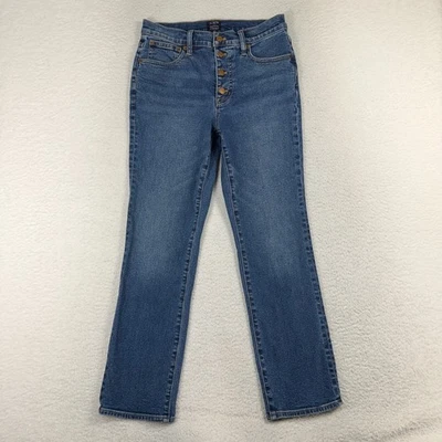 J Crew Essential Straight Button Fly Jeans Womens 27 (28.5x26) Blue Denim Ankle - Image 1 of 4