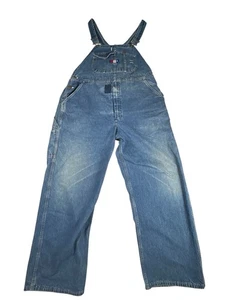 Vintage USA Works Denim Carpenter Overalls Size 40x29 USA 100% Cotton Distressed - Picture 1 of 12