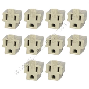 10 Leviton Gray 3-Prong Plug Outlet Adapters NEMA 5-15R 15A 125V Grounded 274 - Picture 1 of 5