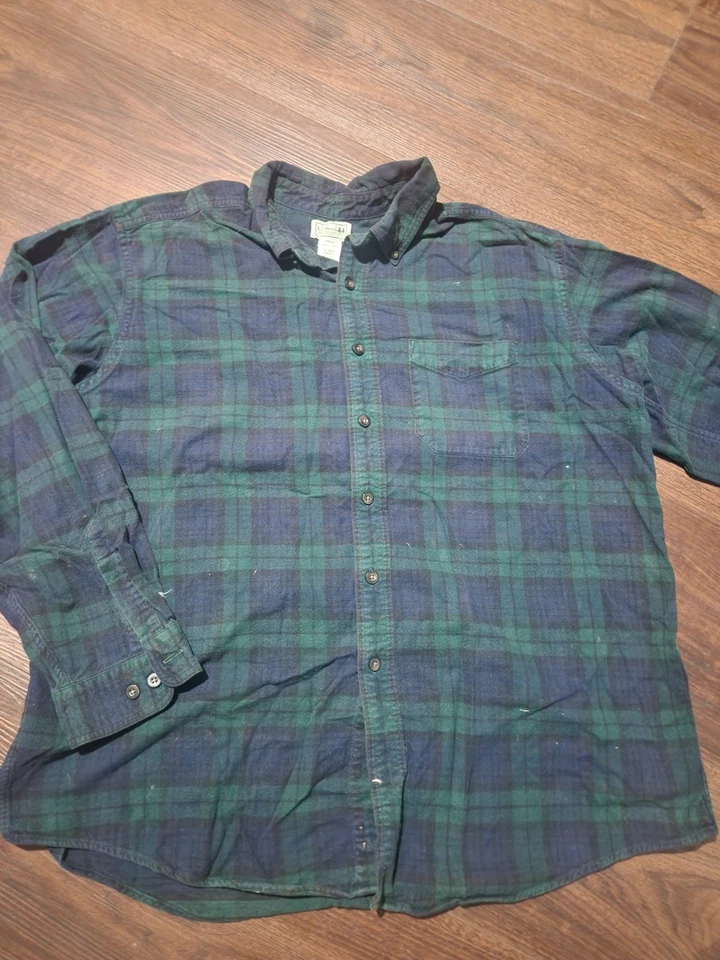 LL Bean Scotch Plaid Flannel Shirt Men’s Size XL Blue Green Black - Image 1 of 4