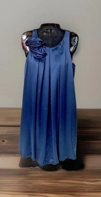 Выпуск New York мини темно синий атлас с подкладкой плиссированные коктейльное платье размер 6 EUC - Изображение 1 из 4