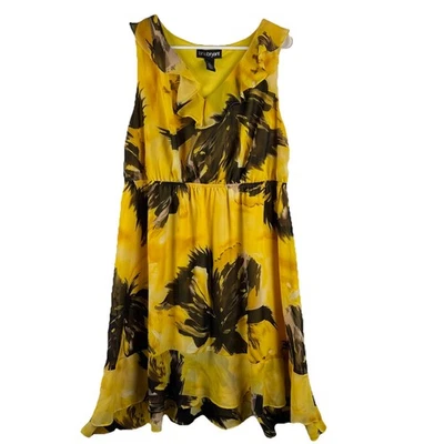 Vestido floral amarillo sin mangas con volantes LANE BRYANT para mujer - TALLA 18 Foto 1 de 4
