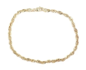 Brazalete de cadena de cuerda clásico Estate de oro amarillo de 10 quilates de 3,3 mm de ancho de 8" - 2,16 gramos - Imagen 1 de 9
