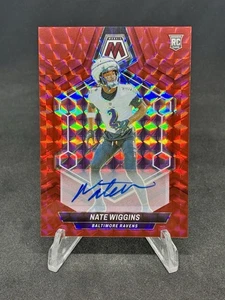 NATE WIGGINS 2024 Mosaic RED Mosaic Prizm Autograph /199 Rookie Card #330 Ravens - Picture 1 of 2