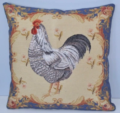 Шерстяная наволочка на подушку с вышивкой на серебряной шнуровке подушка для петуха Wyandotte 19x19 - Изображение 1 из 4