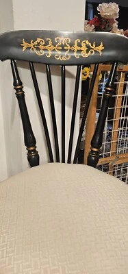 Taburete de piano antiguo victoriano raro pintado negro  Foto 1 de 4