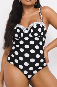 Simply Be Strapless Swimsuit Size UK 34C Underwired Swimming Costume - Black - Picture 1 of 7