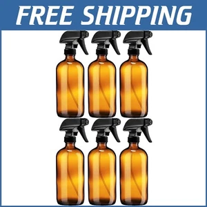 Stylish 16 oz Refillable Amber Glass Spray Bottles - Ideal for Oils & Cleaners - Picture 1 of 8