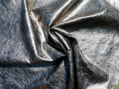 Lambskin leather hide skin Metallic Gunmetal Very Grainy Textured light weight - Image 1 of 4