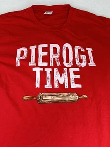 Port & Company Men's T-Shirt Red Large Pierogi Time Graphic Short Sleeve L - Picture 1 of 7