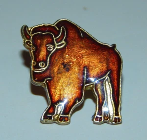 Solapa insignia prendedor esmalte toro marrón - Imagen 1 de 2
