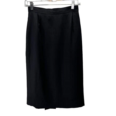 Falda lápiz de seda vintage Valentino Miss V años 90 negra 40 6 cremallera trasera texturizada Foto 1 de 4