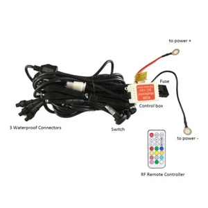 1 to 3 Splitter Wiring Harness Kit & Remote For RGB Chasing Halo Led Light Bar - Picture 1 of 6