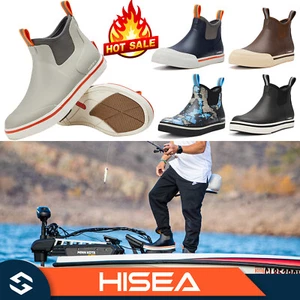 HISEA Men Fishing Deck Boots Waterproof Non-Slip Sport Sailing Rain Ankle Boots - Picture 1 of 116
