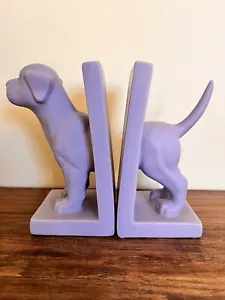 2 Pale purple ceramic dog beagle bookends lilac 1/2 Front & Back - Bild 1 von 11
