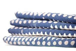 Hand Printed Cotton Fabric Anokhi Indigo Blue Polka Dots 2.5 yard Block Print - Picture 1 of 3
