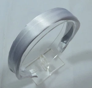 Semi Scrunched Satin White Fabric Covered Hard Fashion Headband 1 in wide - Picture 1 of 3