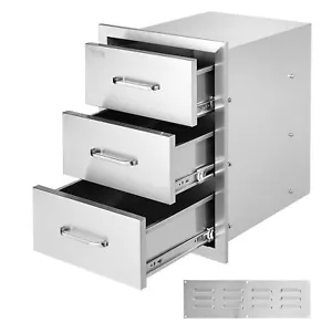 Chest of Drawers 15.7x17.7x21.6 Inch Stainless Steel 201 3-Tier Kitchen Drawers - Picture 1 of 7