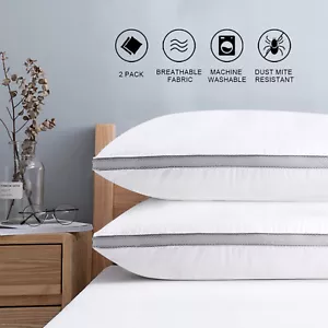 2er Pack 100% Baumwolle Kissen Set Atmungsaktiv Hotel Daunen-Alternative Queen/King Size - Bild 1 von 16