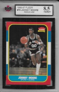Baloncesto Fleer 1986-87 Johnny Moore #76 KSA 8,5 NMM+ San Antonio Spurs - Imagen 1 de 2