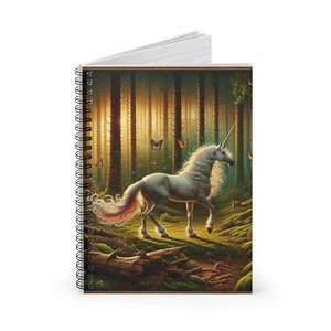 Spiral Notizbuch liniert Linie Ein buntes Einhorn im Wald Design 8 - Bild 1 von 6
