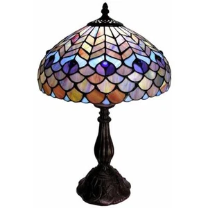 Peacock Stained Glass Tiffany Style Table Accent Lamp 18inch - Picture 1 of 4
