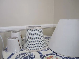 Pierre Deux Lamp Shade Pont Aven Red Gold Blue French Plaid Toile Chandelier  - Picture 1 of 18